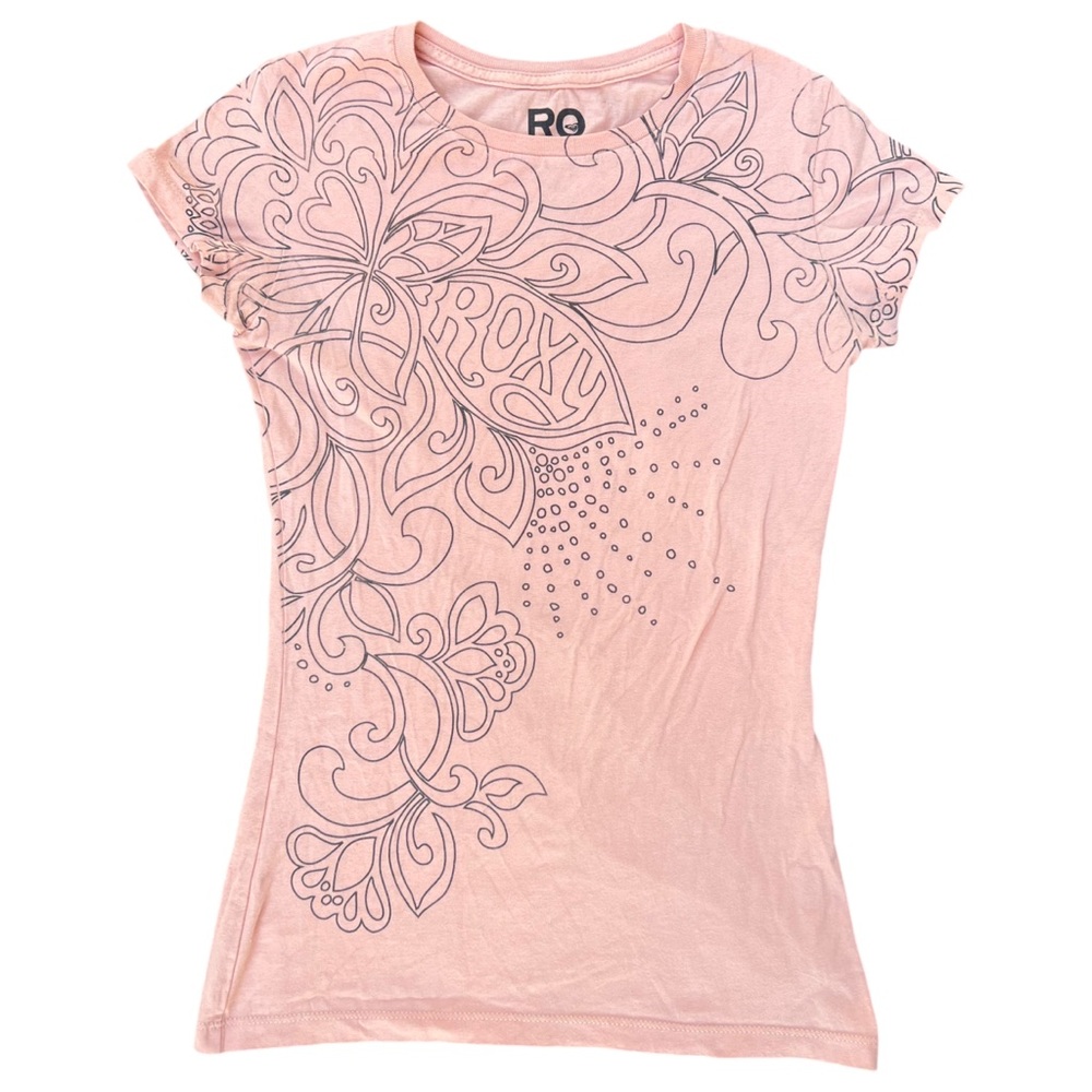 Y2K Vintage Roxy All Over Print Slim Fit Baby Tee